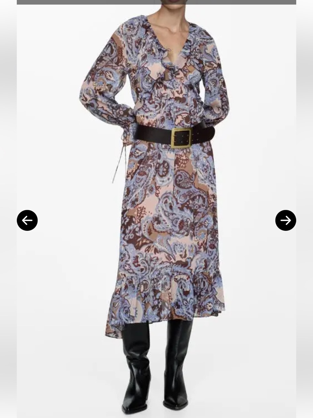 Mango Ruffled Paisley Print Maxi Dress